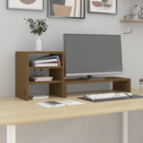 Vidaxl Monitor Stand 81x20x30 cm Miele di pino solido marrone