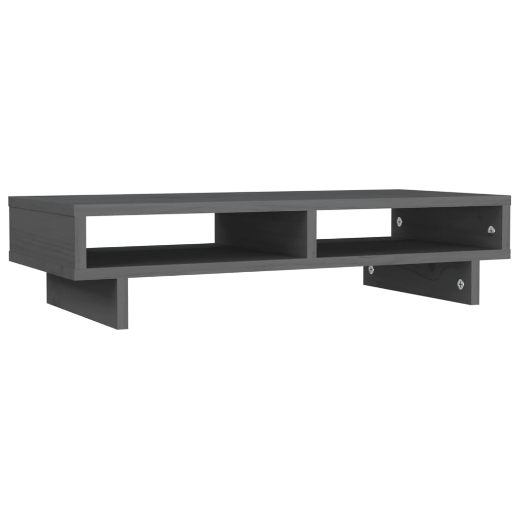 Vidaxxl Monitorständer 60x27x14 cm massives Kiefernholz grau