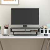 Vidaxxl Monitorständer 60x27x14 cm massives Kiefernholz grau