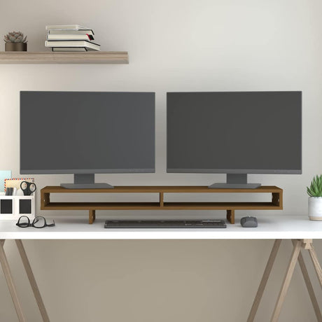 Vidaxxl Monitorständer 100x27x14 cm massives Kiefernholz honigbraun