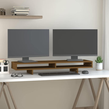 Vidaxxl Monitorständer 100x27x14 cm massives Kiefernholz honigbraun