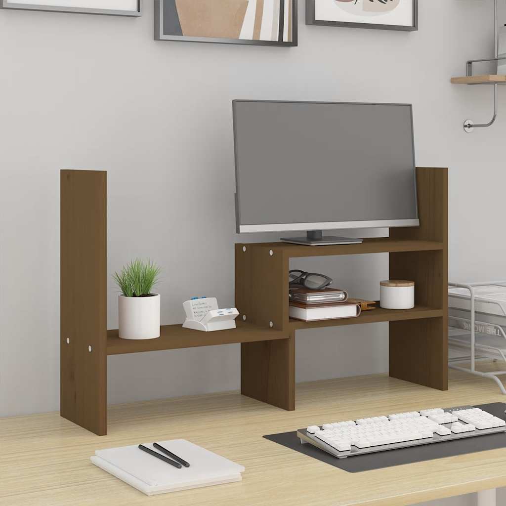Vidaxxl Monitorständer (39-72)x17x43 cm Kiefernholz honigbraun
