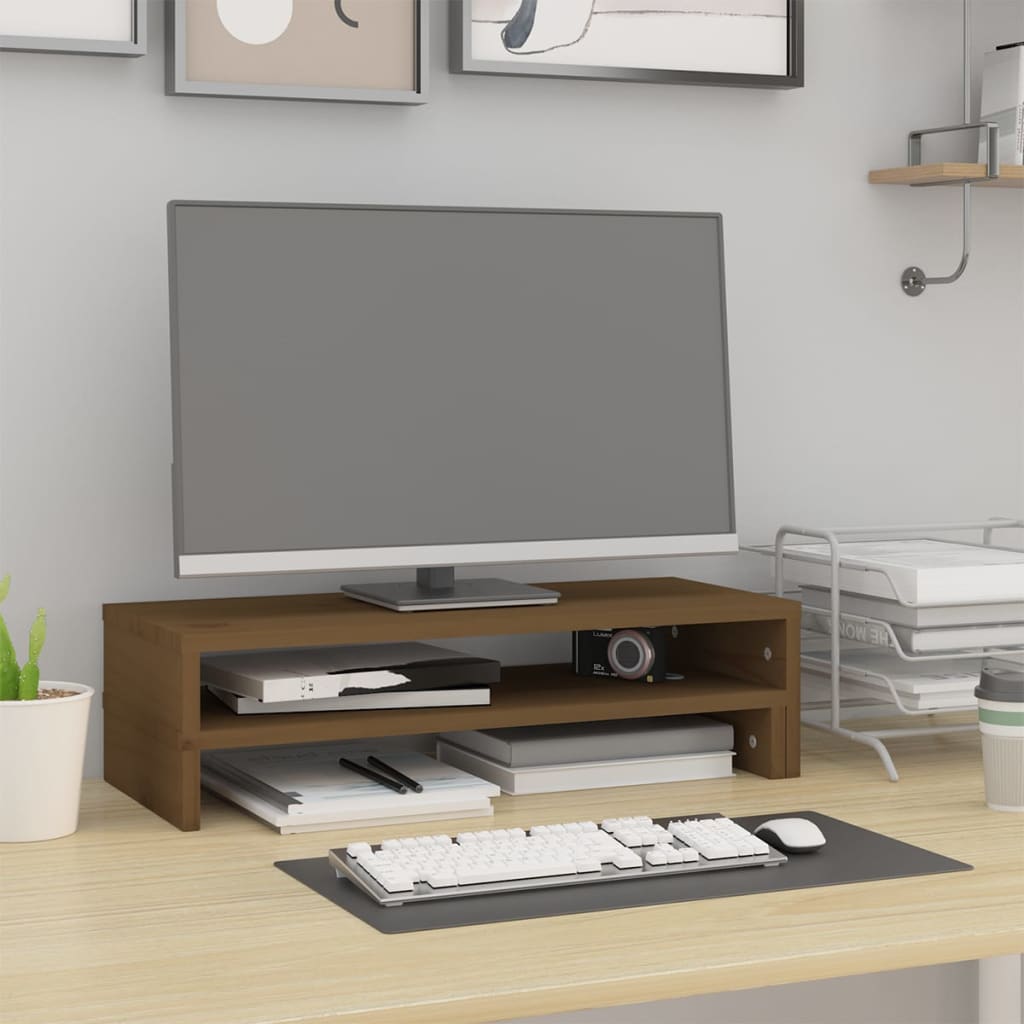 VidaXL Monitorständer (52-101)x22x14 cm Kiefernholz honigbraun