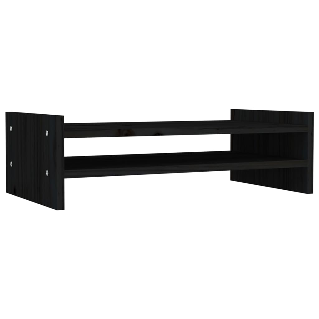 VidaXL Monitorständer 50x27x15 cm massives Kiefernholz schwarz
