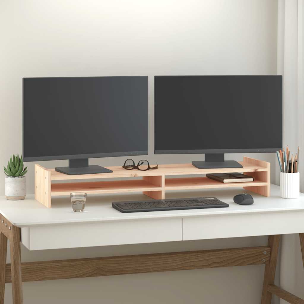 Vidaxxl Monitorständer 100x27x15 cm massives Kiefernholz