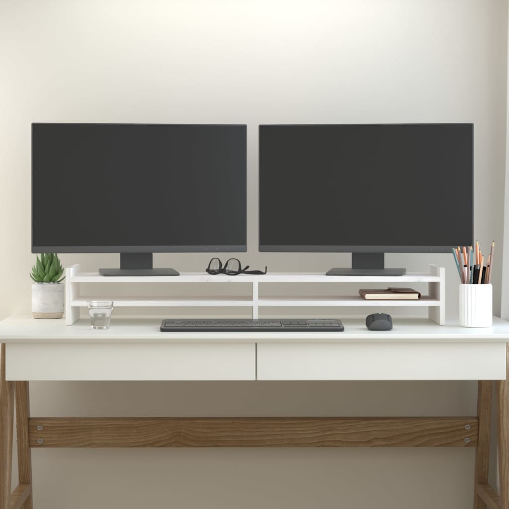 VidaXL Monitor standard 100x27x15 cm Solid pine white