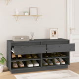 Vidaxl Cabinet da scarpe 110x34x52 cm Grigio in pino solido