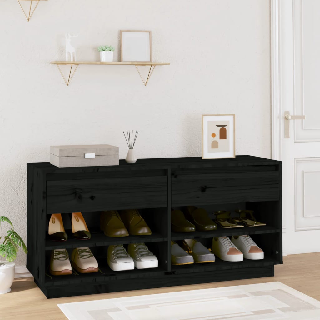 VidaXL Shoe cabinet 110x34x52 cm Solid pine pine black