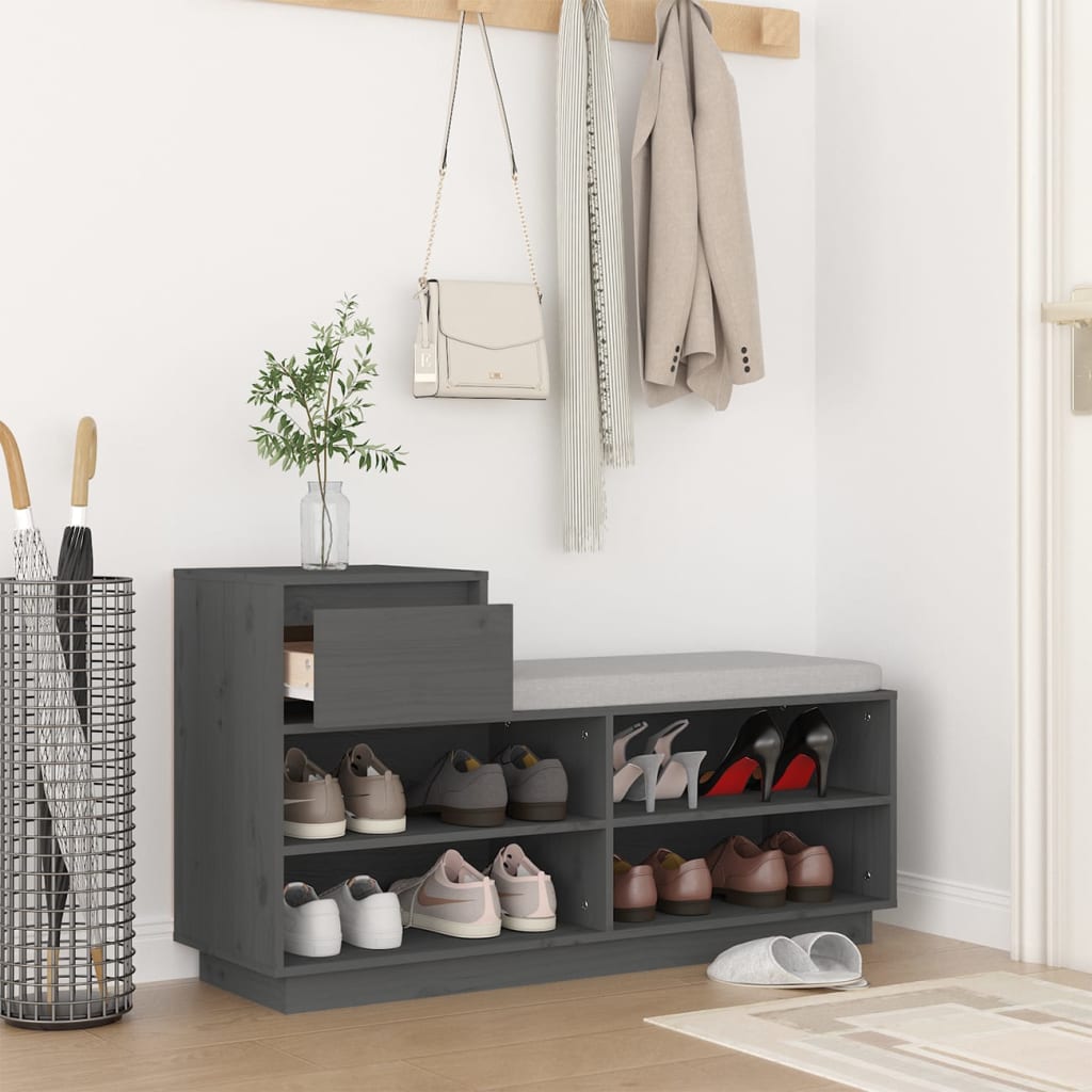 Vidaxx Schuhschrank 110x34x61 cm massives Kiefernholz grau