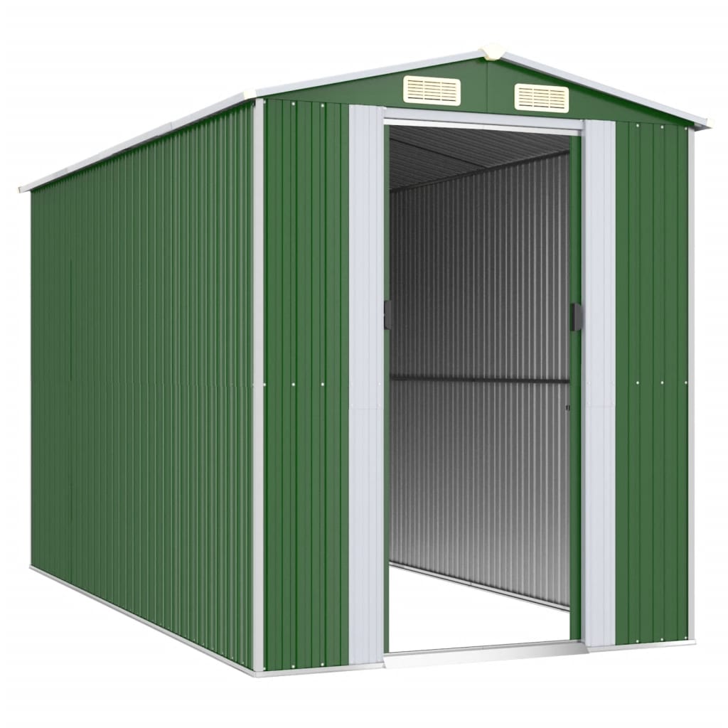 Vidaxl jardin hangar 192x357x223 cm en acier galvanisé vert