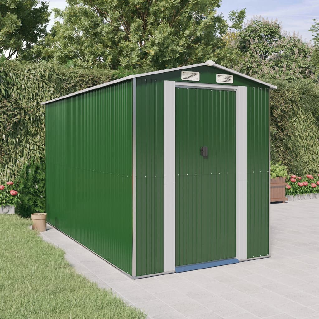 Vidaxl jardin hangar 192x357x223 cm en acier galvanisé vert