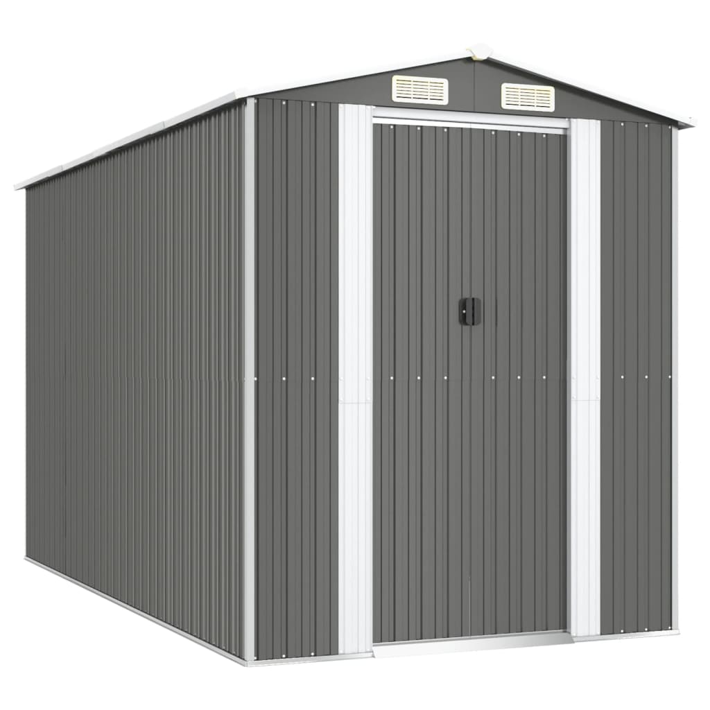 Vidaxl garden shed 192x357x223 cm galvanized steel light gray