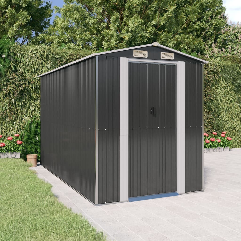 Vidaxl jardin hangar 192x357x223 cm Galvanisé en acier anthracite -colored