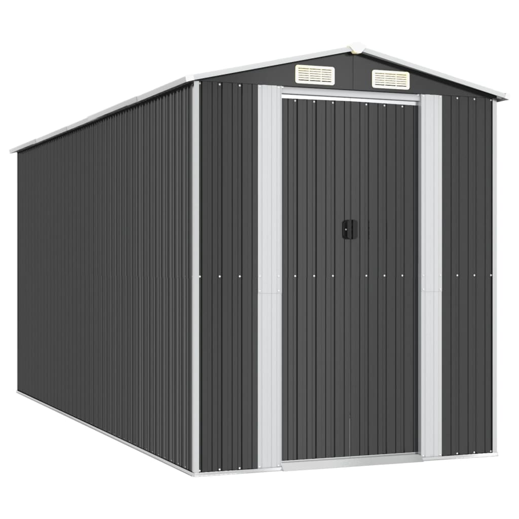 Vidaxl garden shed 192x440x223 cm galvanized steel anthracite -colored