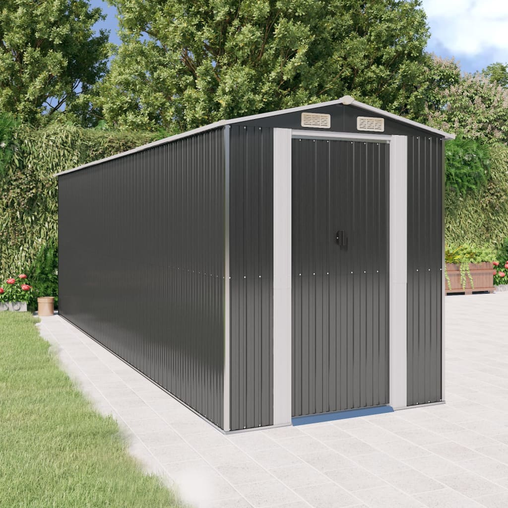 Vidaxl Garden Shed 192x606x223 cm galvanizovaný ocelový antracity -