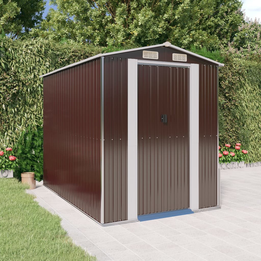 Vidaxl jardin hangar 192x274x223 cm en acier galvanisé brun foncé