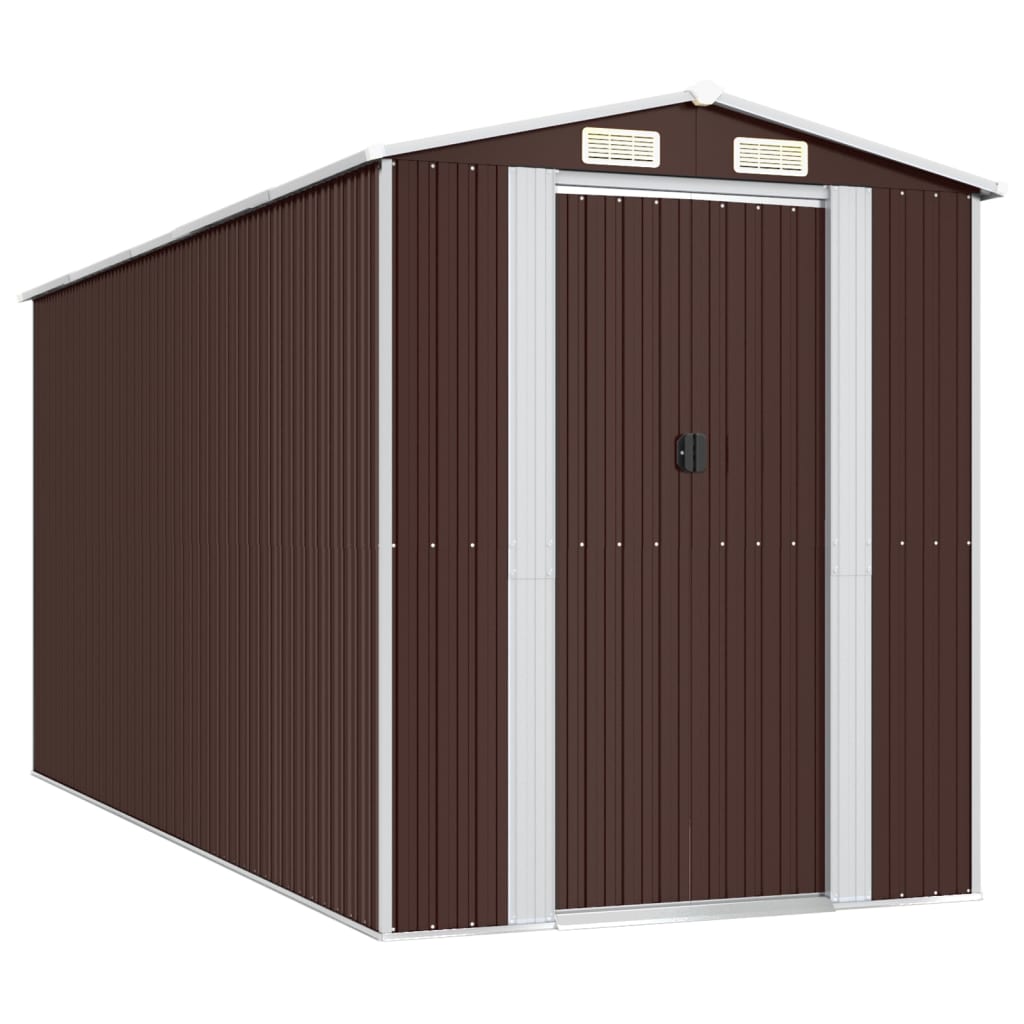 Vidaxl Garden Shed 192x440x223 cm verzinkter Stahl dunkelbraun