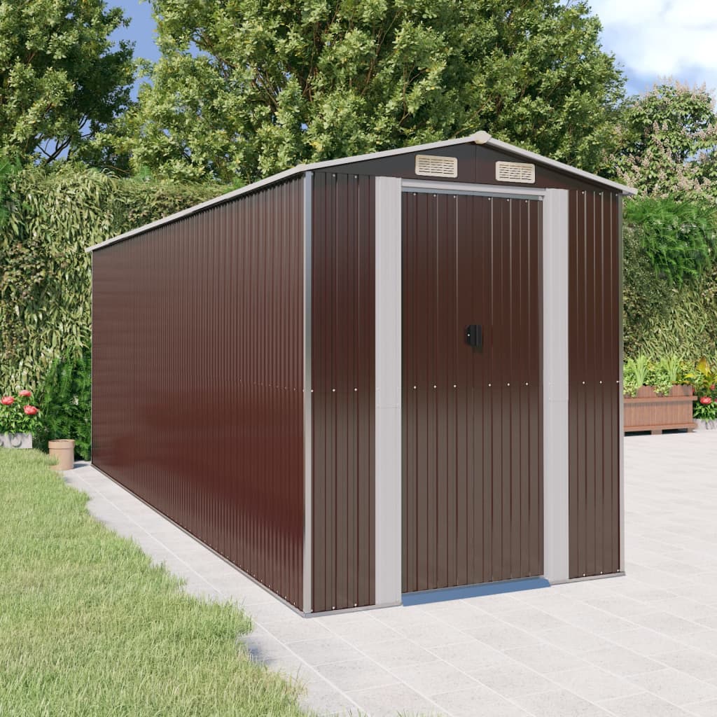 Vidaxl Garden Shed 192x523x223 cm galvanisert stål mørkebrun