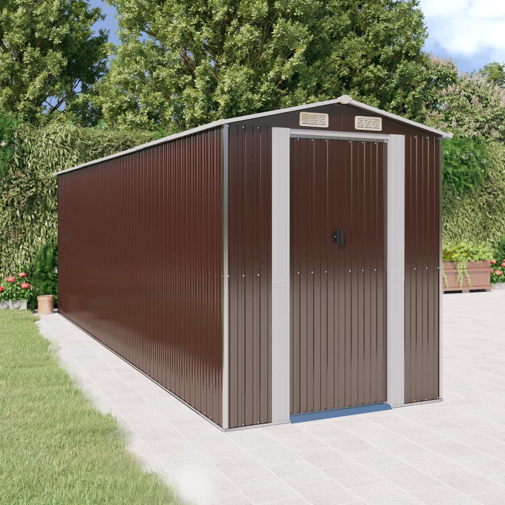 Vidaxl Garden Shed 192x606x223 cm Galvaniserat stål mörkbrunt