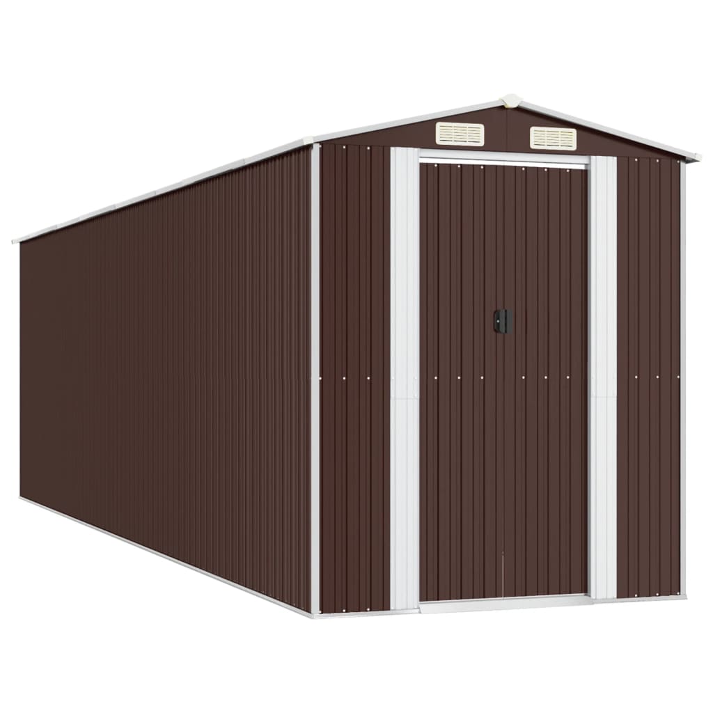 Vidaxl Garden Shed 192x689x223 cm de acero galvanizado marrón oscuro