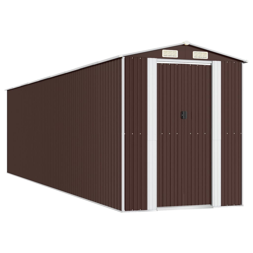 Vidaxl Garden Shed 192x772x223 cm galwanizowany stalowy ciemnobrązowy