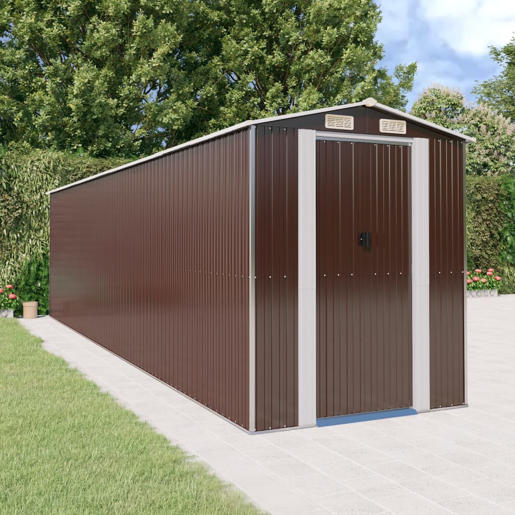 Vidaxl Garden Shed 192x772x223 cm verzinkter Stahl dunkelbraun