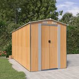 Vidaxl Garden Shed 192x440x223 cm de acero galvanizado marrón claro