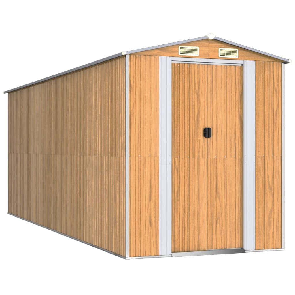 Vidaxl Garden Shed 192x523x223 cm verzinktes Stahlhellbraun