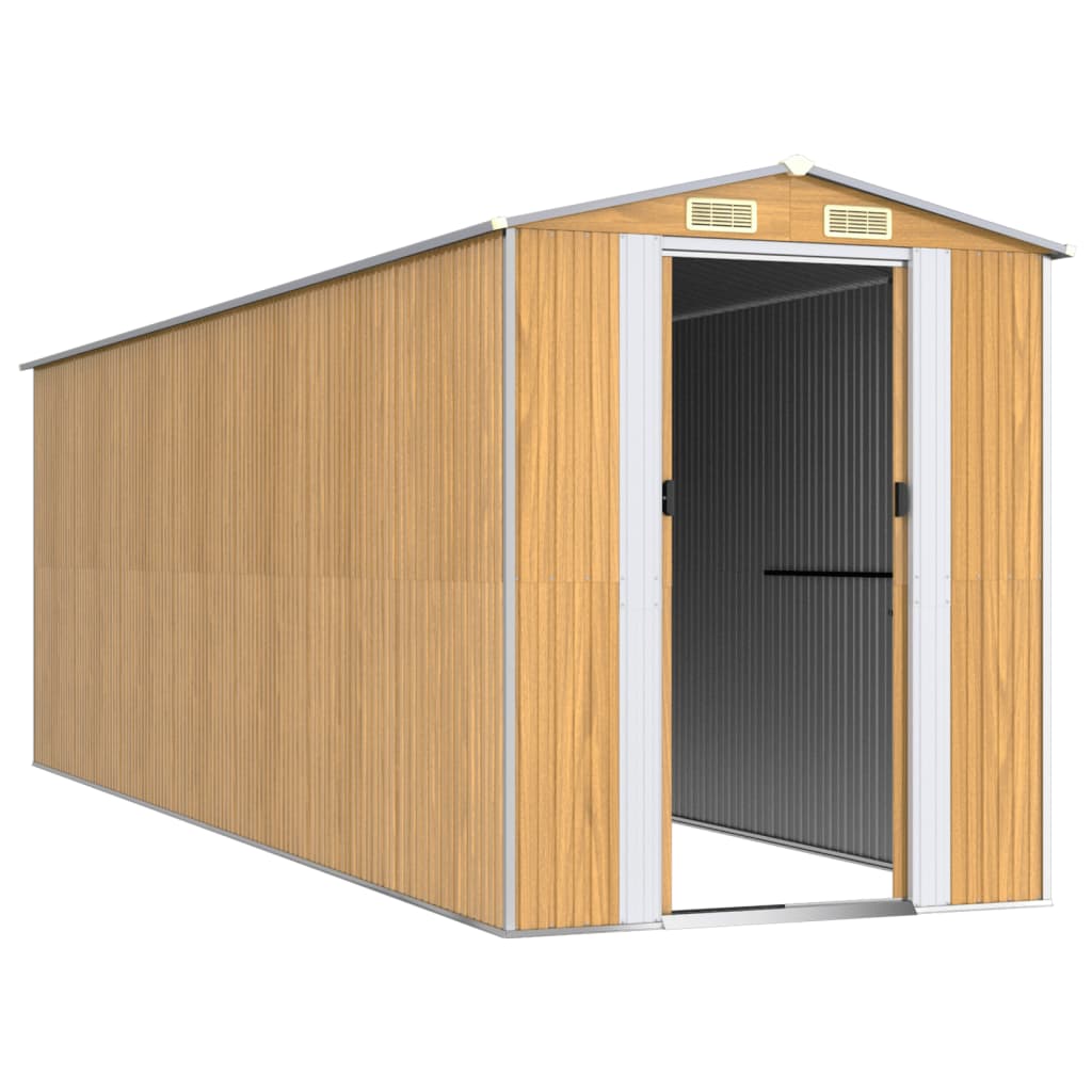 Vidaxl Garden Shed 192x606x223 cm galvanisert stål lysebrun