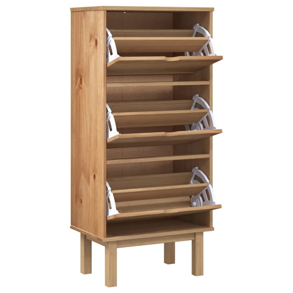 Vidaxl Cabinet da scarpe Otta 3 cassetti Solid Pine