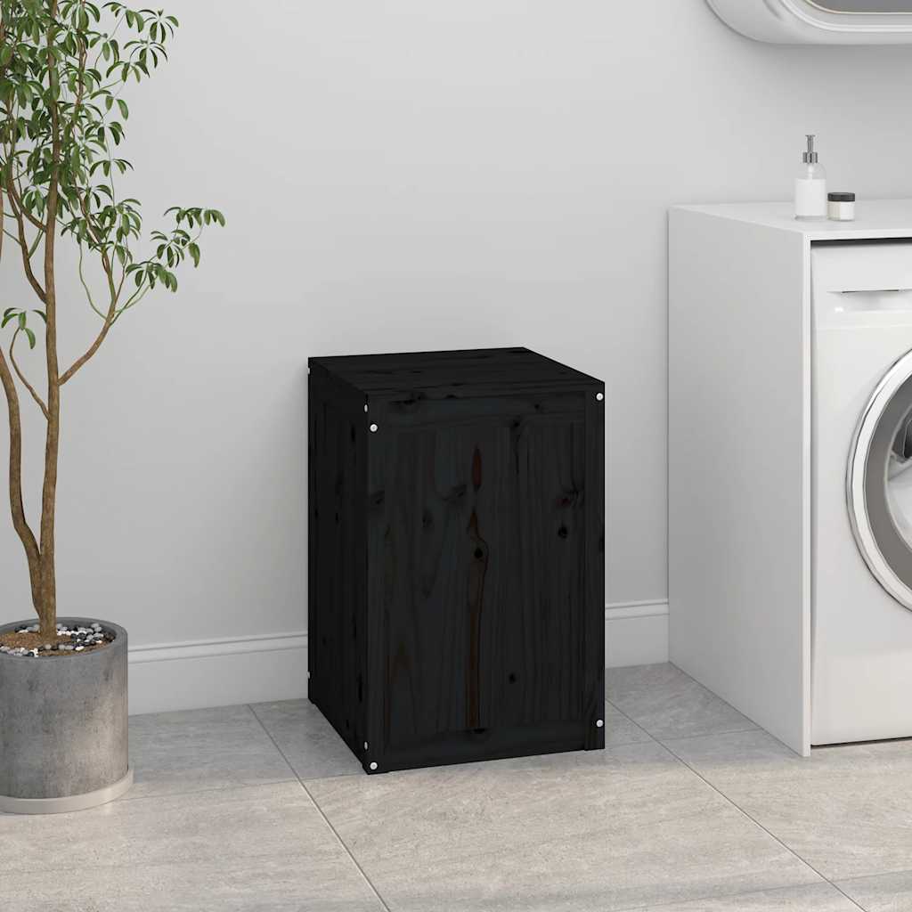 Vidaxx Wäschekorb 44x44x66 cm massives Kiefernholz schwarz
