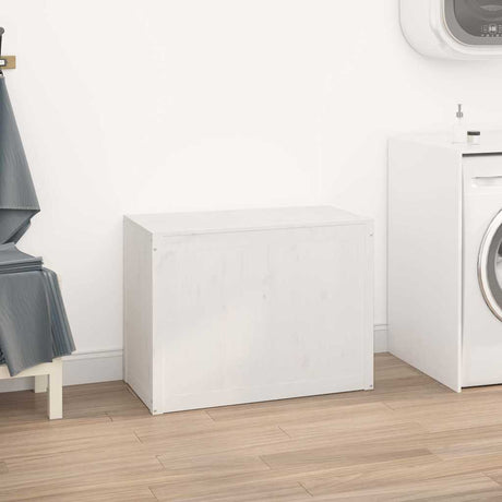 Vidaxx Wäschekorb 88,5x44x66 cm massives Kiefernholz weiß