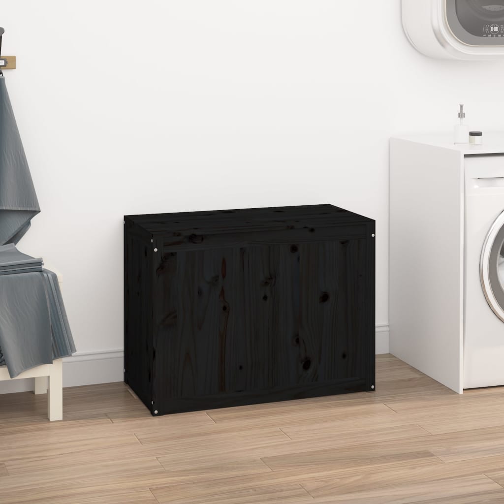 Vidaxx Wäschekorb 88,5x44x66 cm massives Kiefernholz schwarz