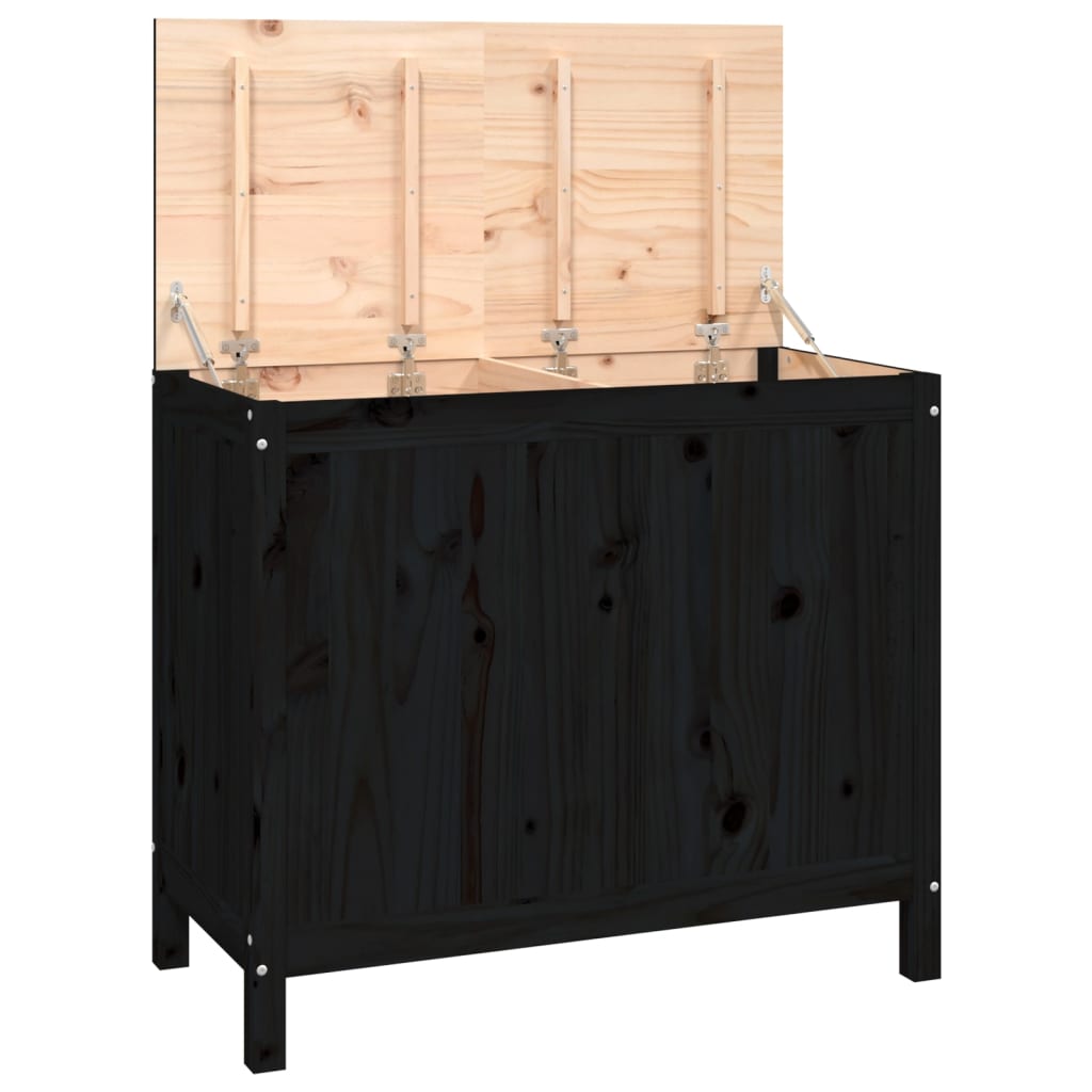 Vidaxx Wäschekorb 88,5x44x76 cm massives Kiefernholz schwarz