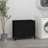 Vidaxx Wäschekorb 88,5x44x76 cm massives Kiefernholz schwarz