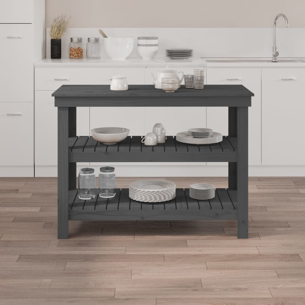 Vidaxx Werkbank 110,5x50x80 cm massives Kiefernholz grau