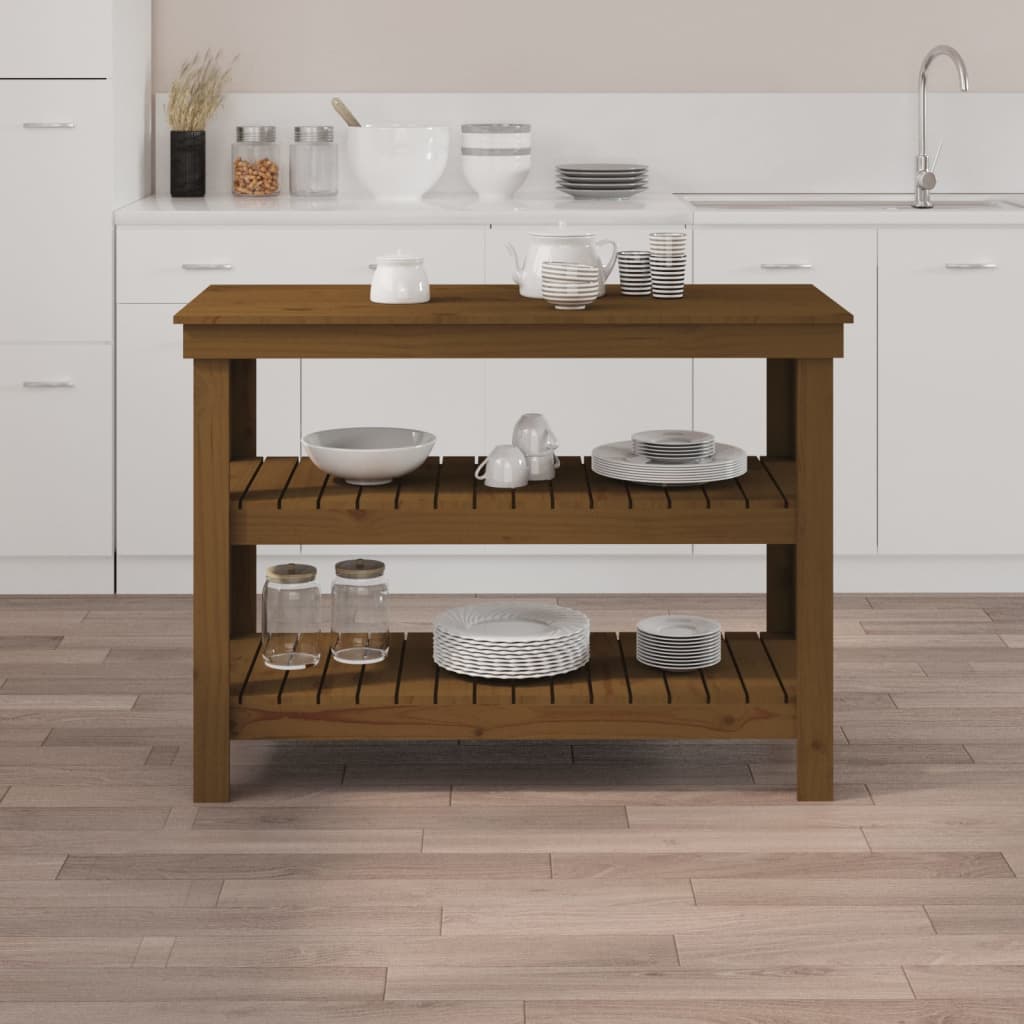 Vidaxx Werkbank 110,5x50x80 cm massives Kiefernholz honigbraun