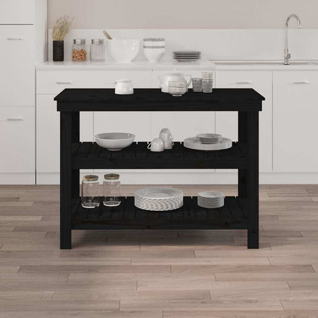 Vidaxx Werkbank 110,5x50x80 cm massives Kiefernholz schwarz