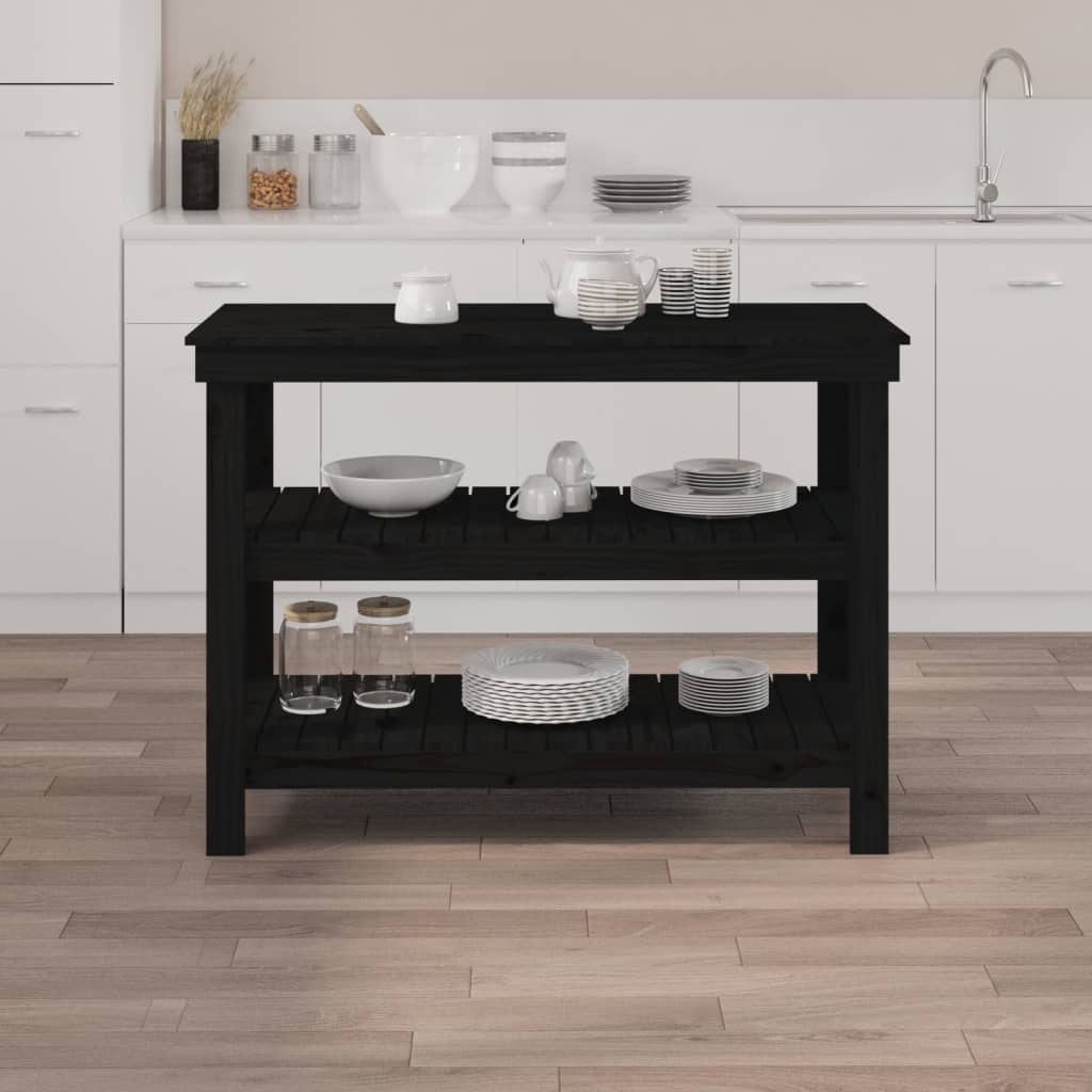 Vidaxx Werkbank 110,5x50x80 cm massives Kiefernholz schwarz