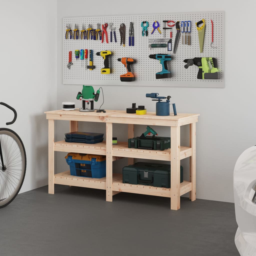 Vidaxl Workbench 142.5x50x80 cm Festkiefer