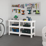 Vidaxx Werkbank 142,5x50x80 cm massives Kiefernholz weiß