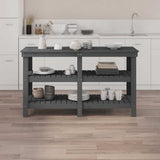 Vidaxx Werkbank 142,5x50x80 cm massives Kiefernholz grau