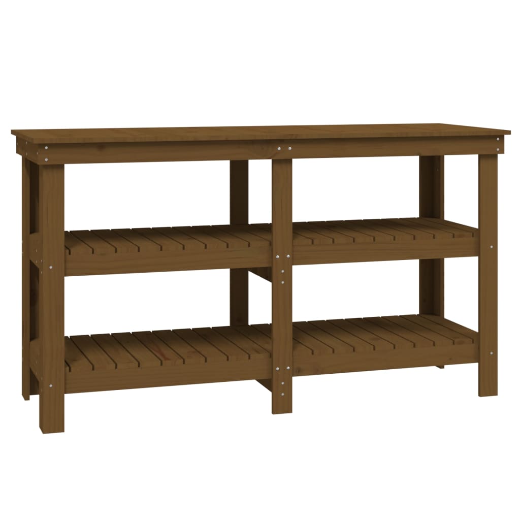 Vidaxx Werkbank 142,5x50x80 cm massives Kiefernholz honigbraun