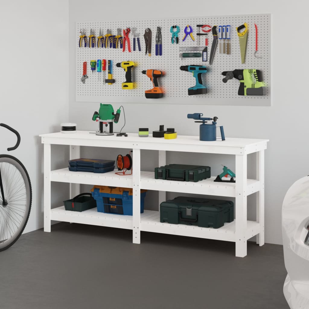 Vidaxl Workbench 181x50x80 cm Solid Pine White