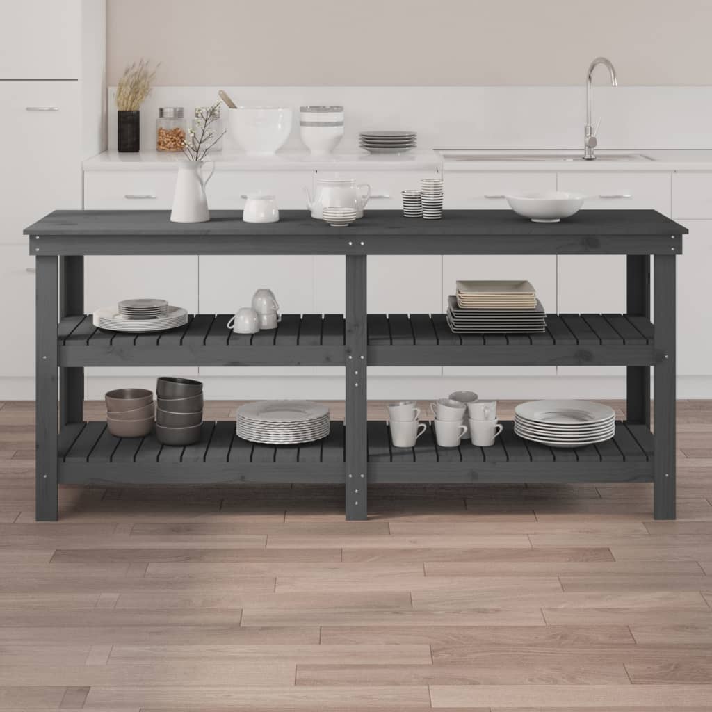 Vidaxx Werkbank 181x50x80 cm massives Kiefernholz grau