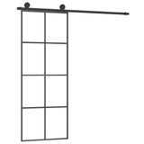 VidaXL Schuifdeur met beslag 76x205 cm ESG-glas en aluminium