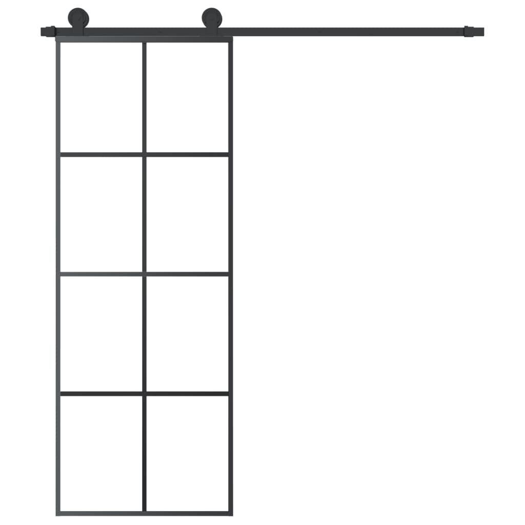 VidaXL Schuifdeur met beslag 76x205 cm ESG-glas en aluminium