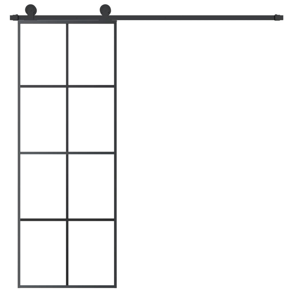 VidaXL Schuifdeur met beslag 76x205 cm ESG-glas en aluminium