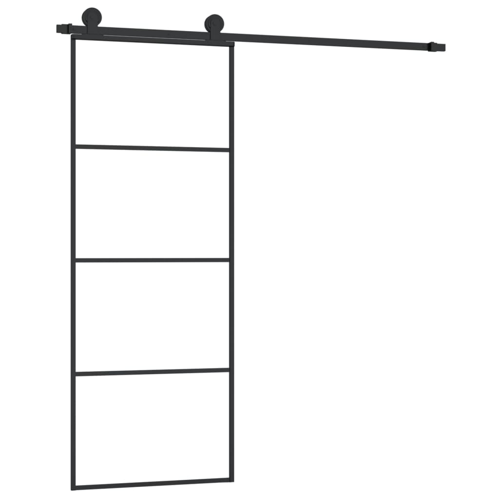 Vidaxl skjutdörr med smet 76x205 cm ESG -glas och aluminium