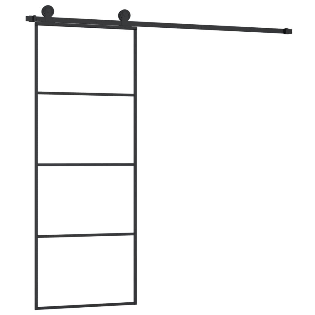 Vidaxl skjutdörr med smet 76x205 cm ESG -glas och aluminium